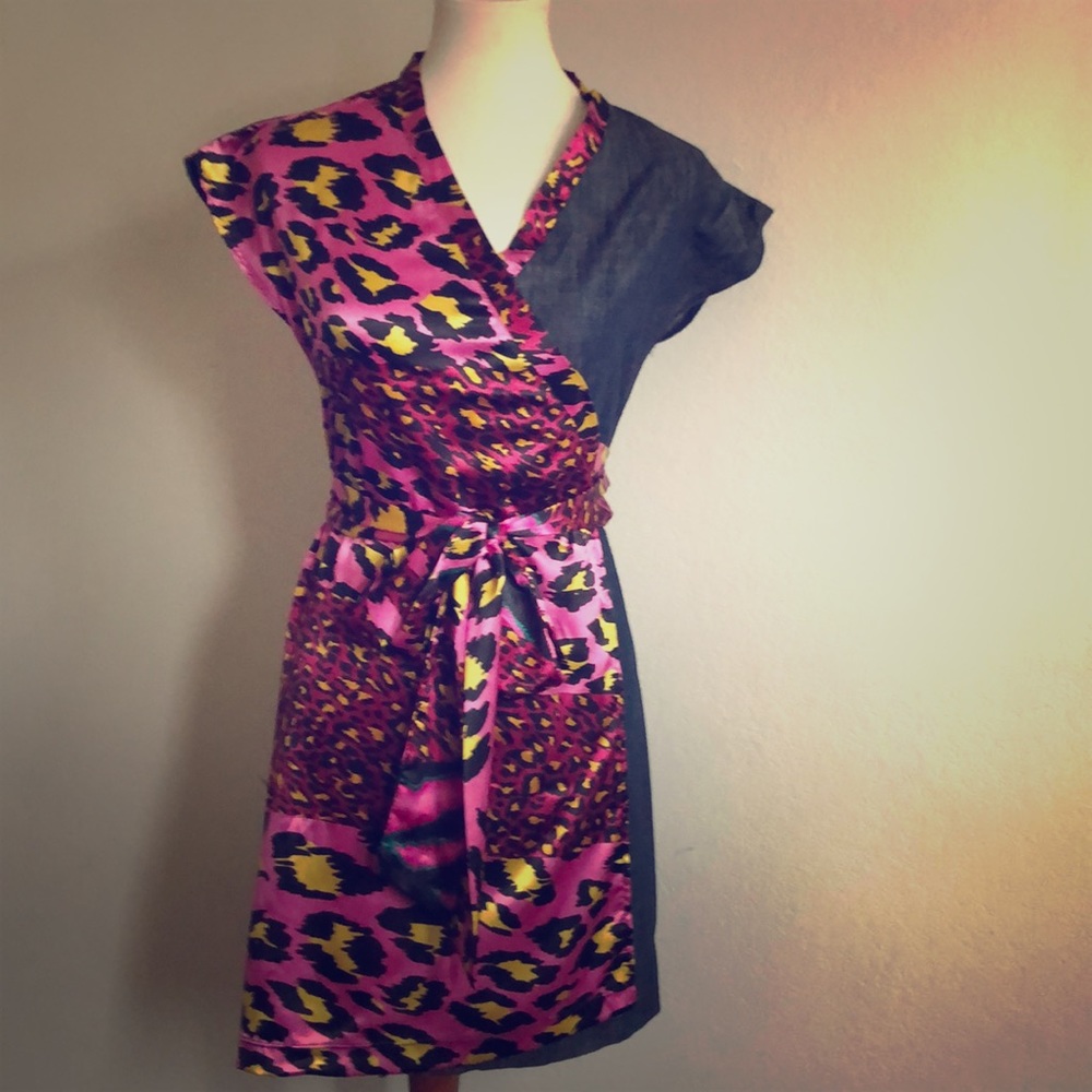 Two-textured wrap dress